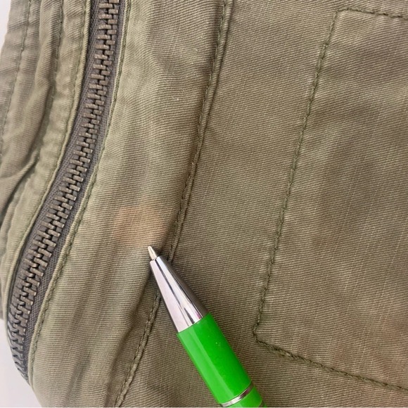 Express Women’s L Olive Green Crest Patch Utility Jacket Streetwear Punk Grunge - Picture 12 of 15